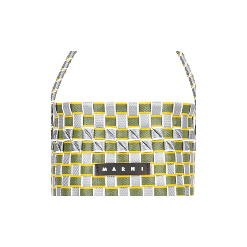 MARNI Logo Patch Checked Shoulder Bag-3