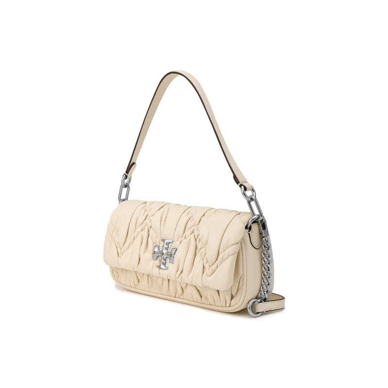 TORY BURCH Kira Nappa Leather Handbag, Shoulder Bag Trumpets Women's Light Cream White-1