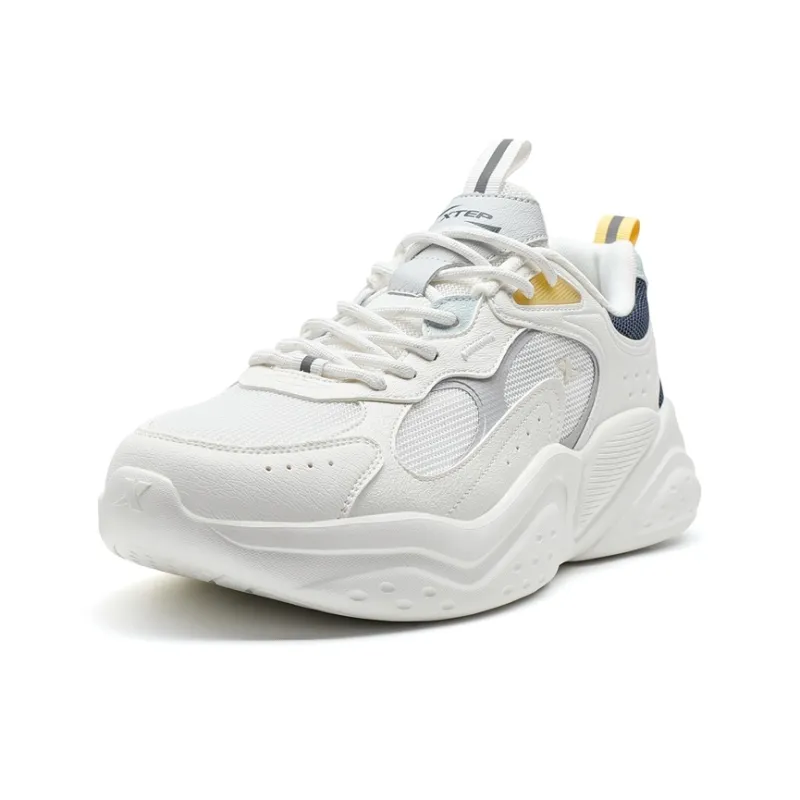 XTEP Slip-Resistant Lightweight Cushioning Low-Top Casual Shoes Men's White Blue-1