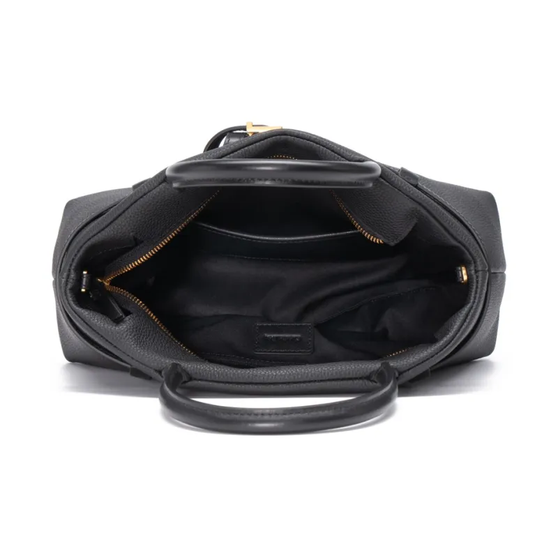 Chrisdien Deny Cow Leather Kelly Bag Handbags Women's Elephant Gray/Black-4