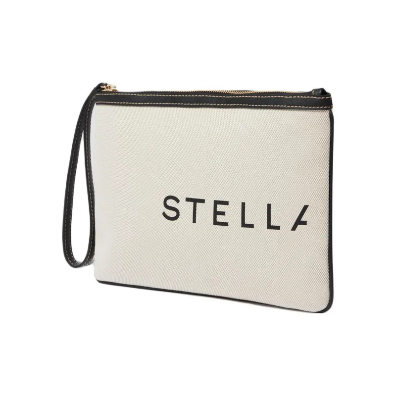 Stella McCartney Cotton Canvas Clutch Women's Beige-1