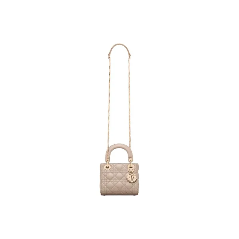 DIOR Lady Dior Lambskin Lady Dior Bag, Shoulder Bag, Crossbody Bag, Handbag Mini Women's Warm Taupe-2