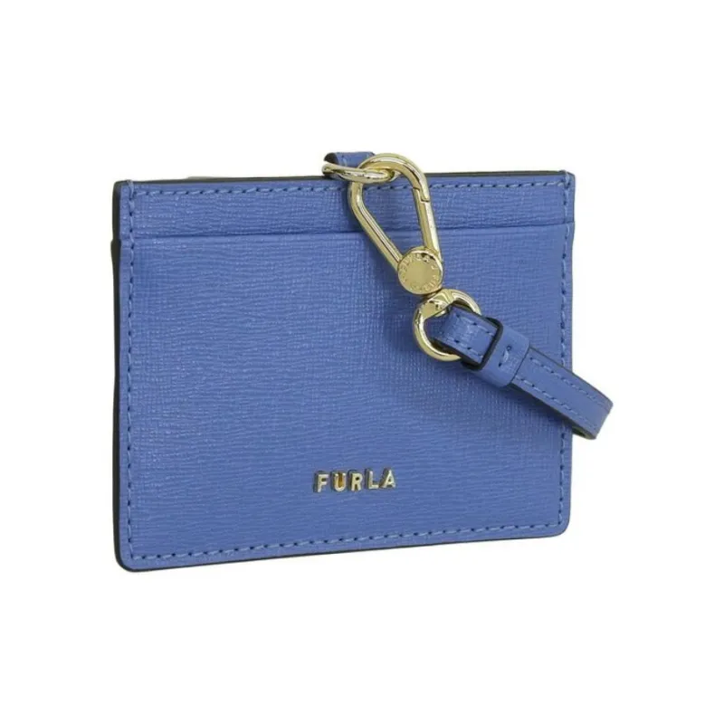 Furla Linda Leather Card Holder Small Size Women's Blue-1