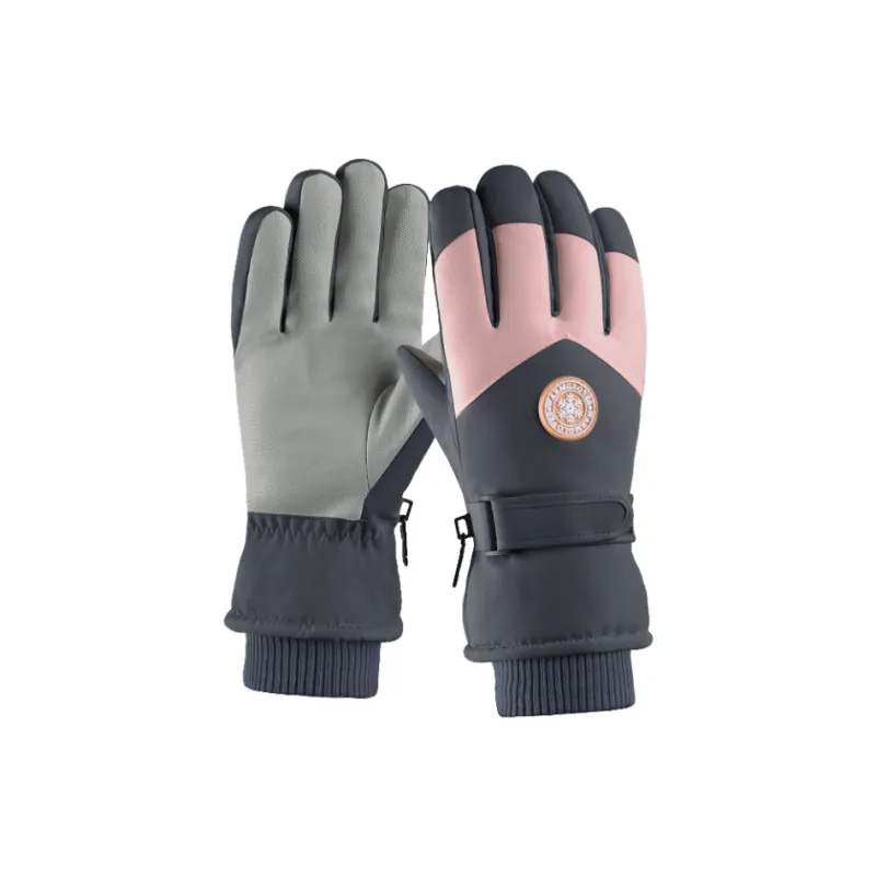 LEMONKID Velour Waterproof Fabric Ski Gloves Unisex-3