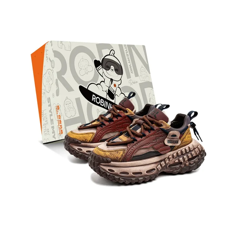 ROBINHOOD Cushioning Anti-Slip And Wear-Resistant Height Increasing Low-Top Chunky Sneakers Men's Box-0