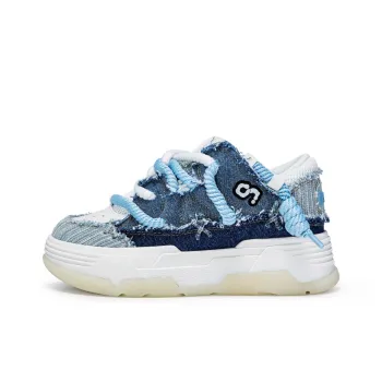 CN Denim Blue Height Increasing Wear Resistant Lightweight Breathable Slip Resistant Low Top Skateboard Shoes Unisex