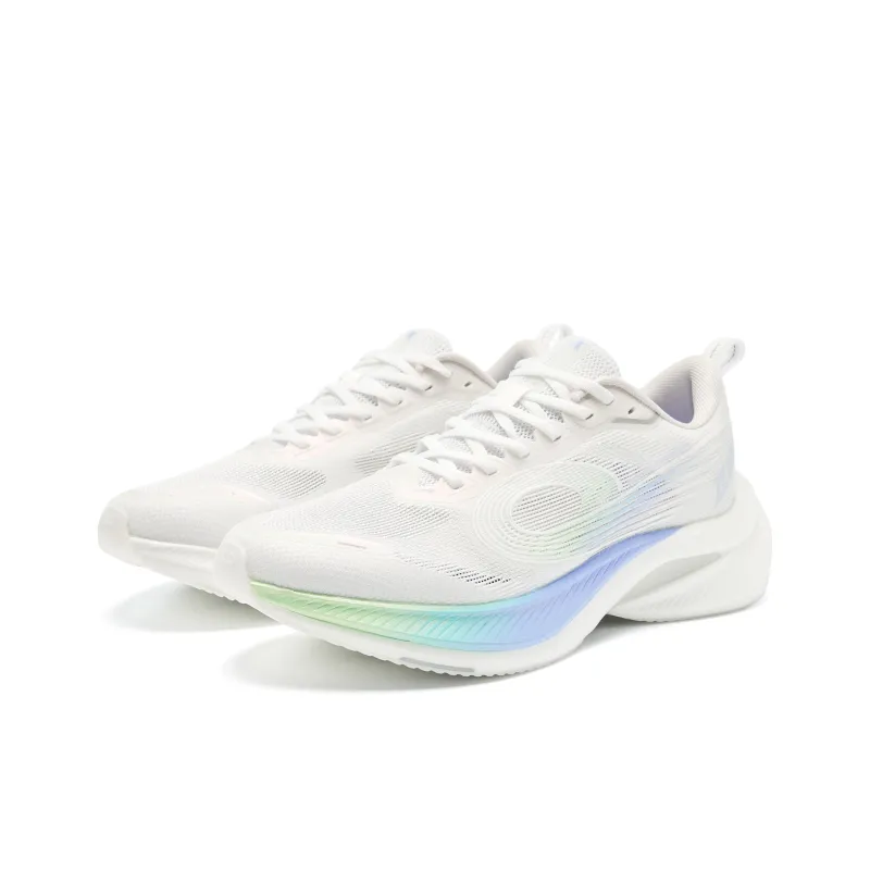 QIAODAN Cushioned Slip-Resistant Abrasion-Resistant Low-Top Casual Running Shoes Women's White Purple-2