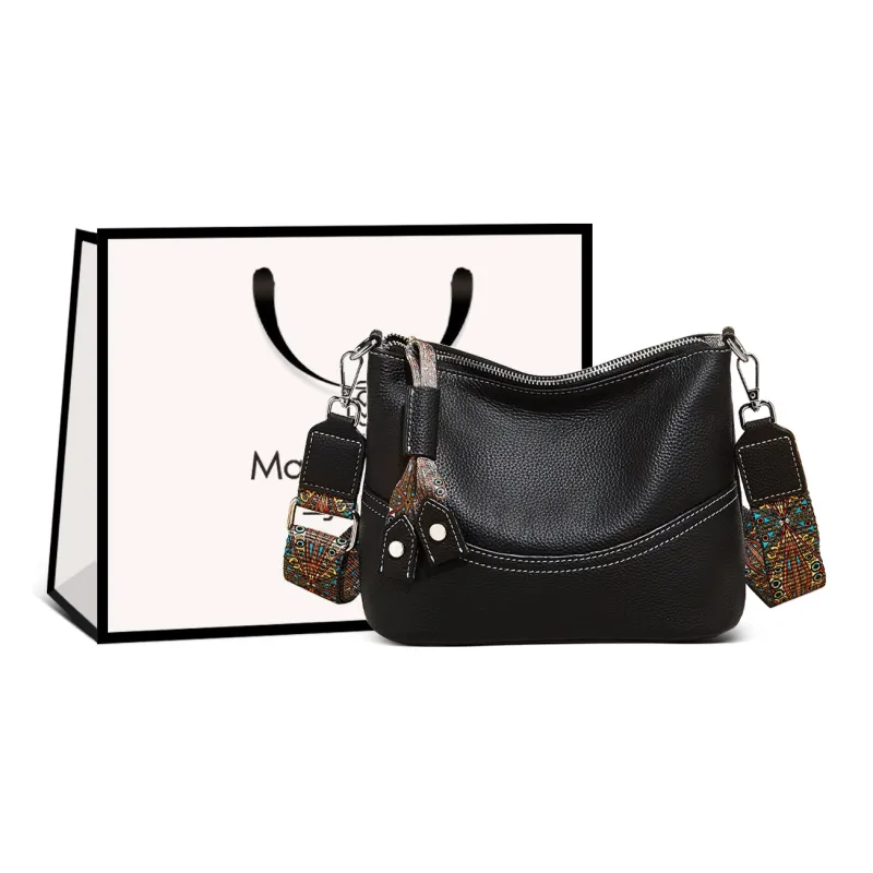 Marino Orlandi Cow Leather Bonded Synthetic Leather Shoulder Bag Bucket Mom Bag Large Size Women's Black/White/Gray-0