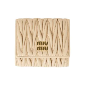 MIU MIU Matelassé Lambskin Wallet Small Size Women's Soybean Green