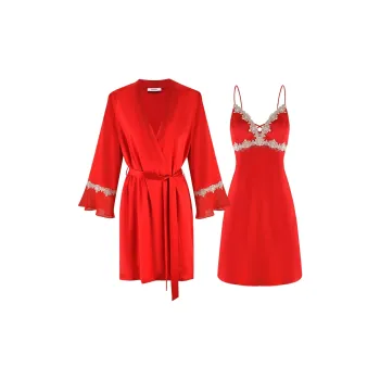 MY BODY Silk Pajama Set Women's Premium Red