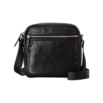 Back Step Genuine Leather, Top Grain Cow Leather Square Box Shoulder Bag, Backpack, Crossbody Bag Unisex Black