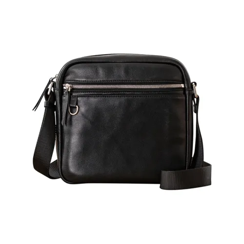 Back Step Genuine Leather, Top Grain Cow Leather Square Box Shoulder Bag, Backpack, Crossbody Bag Unisex Black