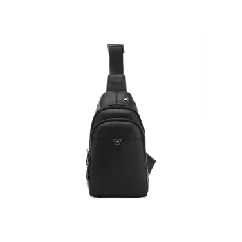RED DRAGONFLY Cow Leather With Fabric Sling Bag Men's Black/Coffee