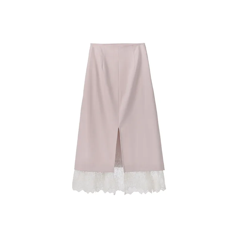 Fstudio Early Spring Korean Style Elegance Lace Patchwork Half Length Casual Long Skirt Women's-1
