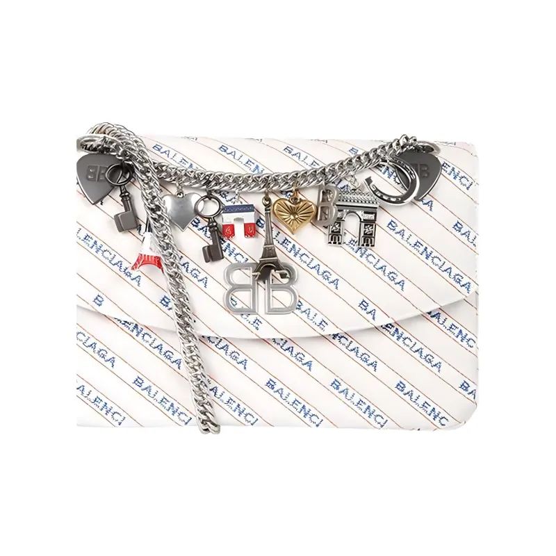 Balenciaga Leather Pillow Bag Shoulder Bag Crossbody Bag Women's White-2