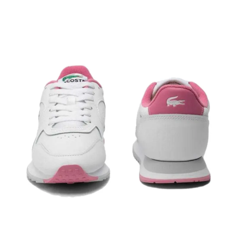 LACOSTE Linetrack Low-Top Casual Shoes Women's White Pink-3