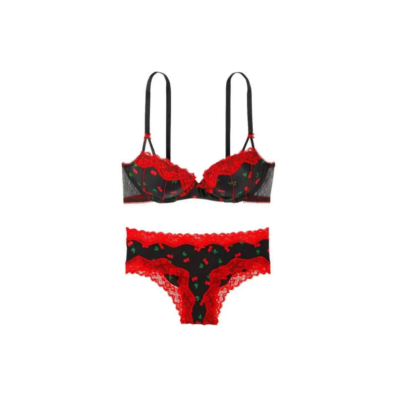 Victoria's Secret Underwear Set Women's Black Red-0