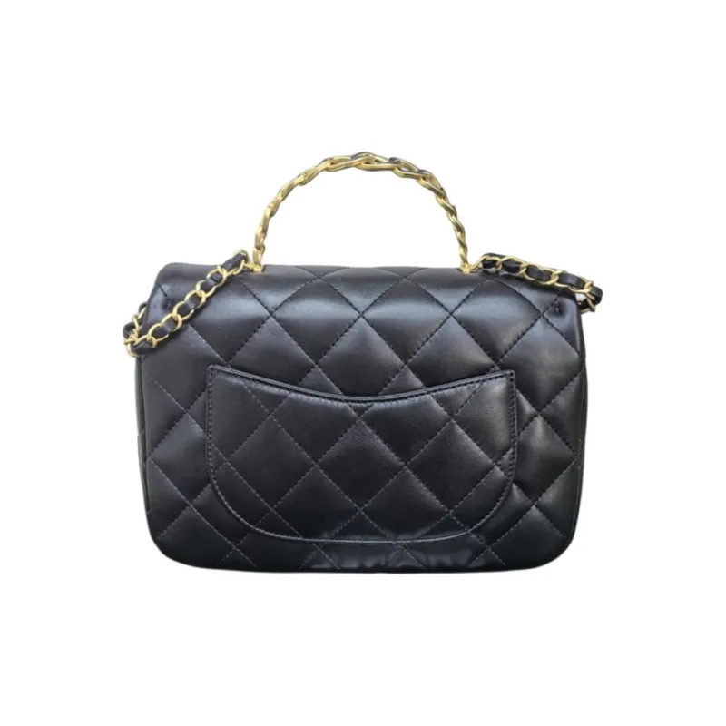 CHANEL Lambskin Flap Bag, Shoulder Bag, Crossbody Bag, Handbag Large Size Women's Black-1