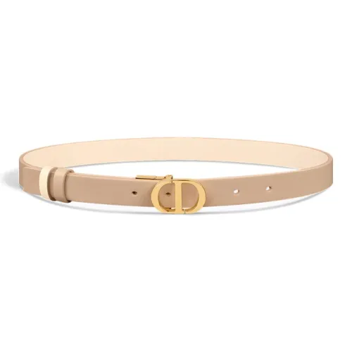 DIOR Calfskin Brass Leather Belts Women's Brown Width: 2CM