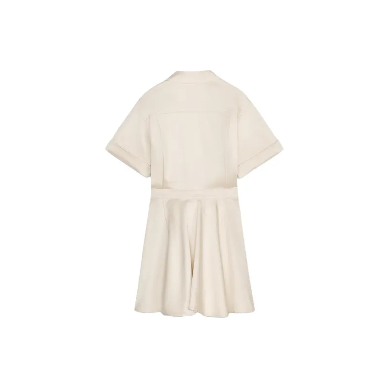 ZARA Short Sleeved Dress Women's Beige-1