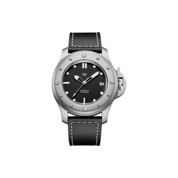 Welly Merck Automatic Mechanical Movement Leather Watch Bands Men's Watches Black Dial