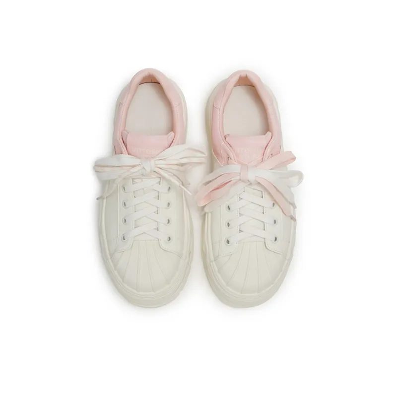 VITTORIO VENTURA Slip-Resistant Low-Top Casual Shoes Women's White & Pink-3