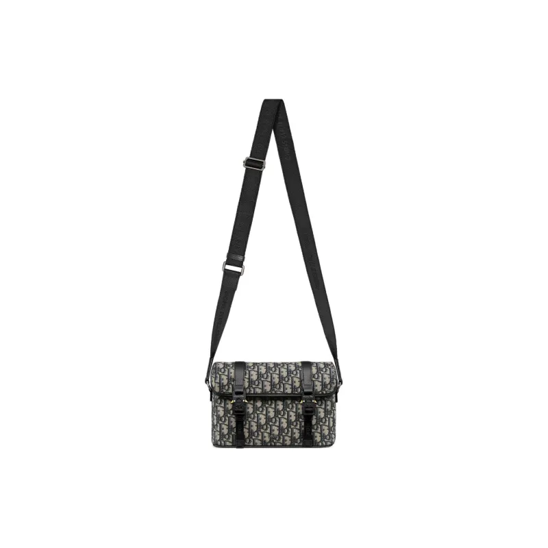 DIOR Cotton Messenger Bag Crossbody Bag Shoulder Bag Women's Beige & Black-1