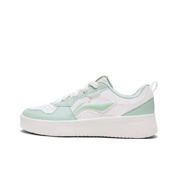 LiNing Lightweight Breathable Slip Resistant Low Top Skateboard Shoes Women's Beige White Green