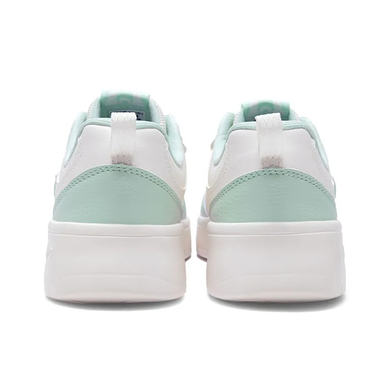 LiNing Lightweight Breathable Slip-Resistant Low-Top Skateboard Shoes Women's Beige White Green-4
