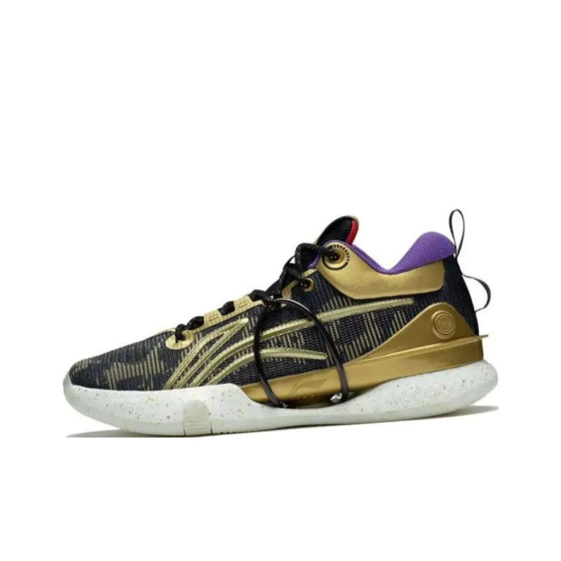 LiNing Speed 8 Anti Slip And Wear Resistant Lightweight Low Top Basketball Shoes Men's Black Gold-2