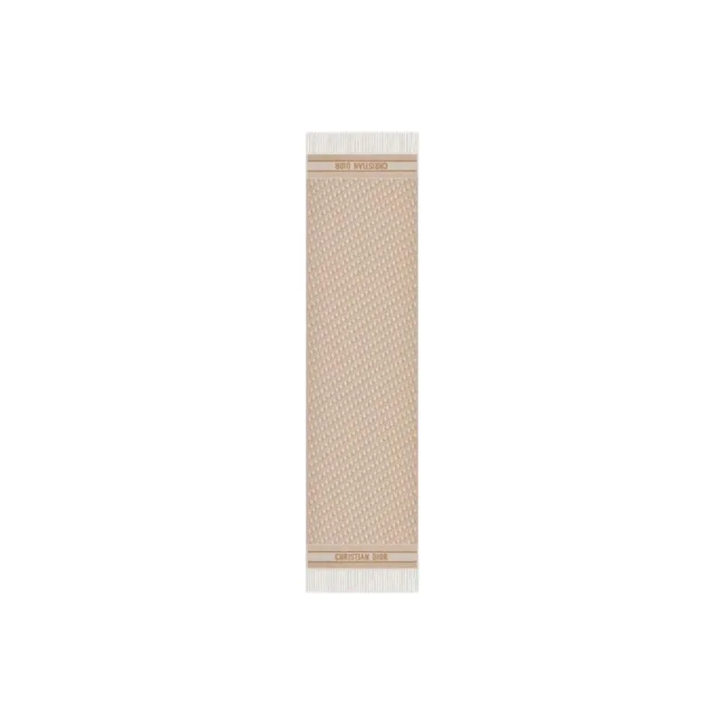 DIOR Cashmere Knit Scarves Unisex Beige-3