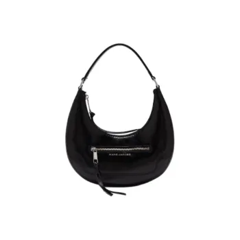 MARC JACOBS Cow Split Leather Crescent Bag Shoulder Handbag Small Size Women's Black