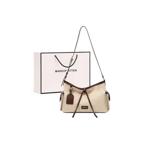 MAKEUP KITTEN Nylon Fabric Shoulder Bag Regular Women's Khaki