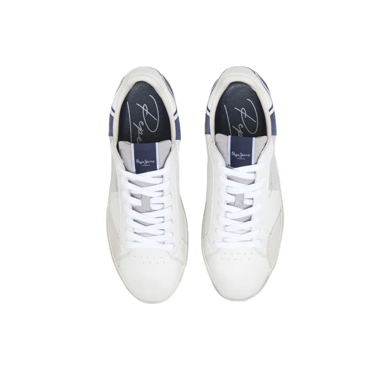 Pepe Jeans Low Top Skateboard Shoes Women's White Blue Gray-1