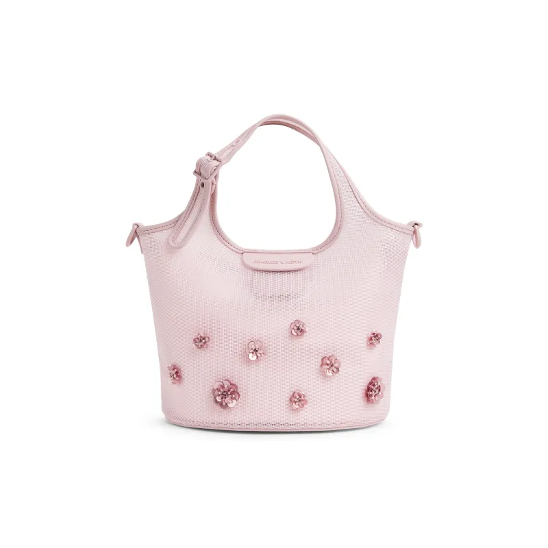 CHARLES&KEITH Fabric Handbag, Shoulder Bag Trumpets Women's Blossom Pink/Light Pink/Jet Black-0