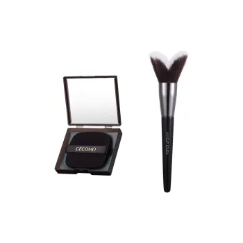 GECOMO Cheekbone Contour Brush+Oil Absorbing Paper Combination, Built in Mirror Powder Puff, Makeup Tool