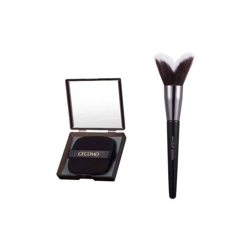 GECOMO Cheekbone Contour Brush+Oil Absorbing Paper Combination, Built in Mirror Powder Puff, Makeup Tool-0