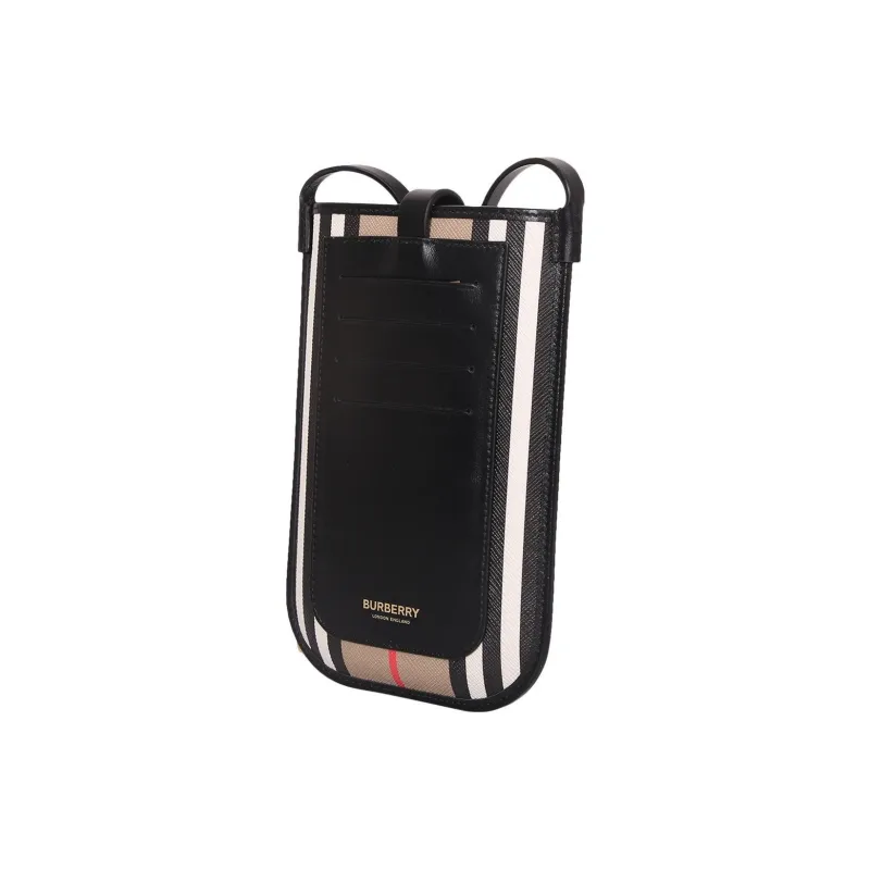 Burberry Leather Cell Phone Pouch Women's Black & Pink-1