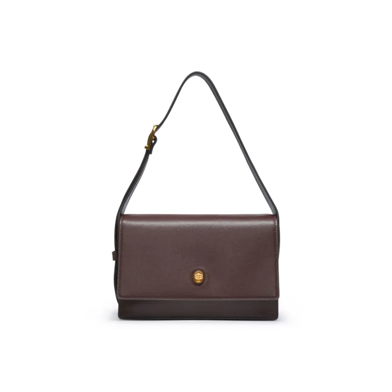 Chrisdien Deny Cow Leather Small Square Bag Shoulder Bag Shoulder Bag Regular Women's Coffee/Light Brown/Black-5