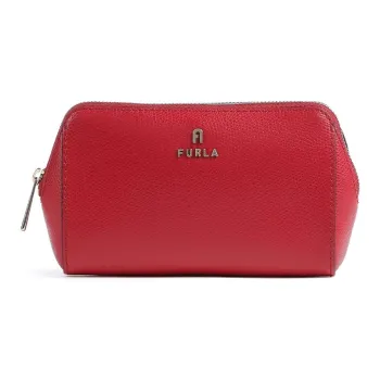 Furla Grain Leather Clutch Medium Size Women's Red