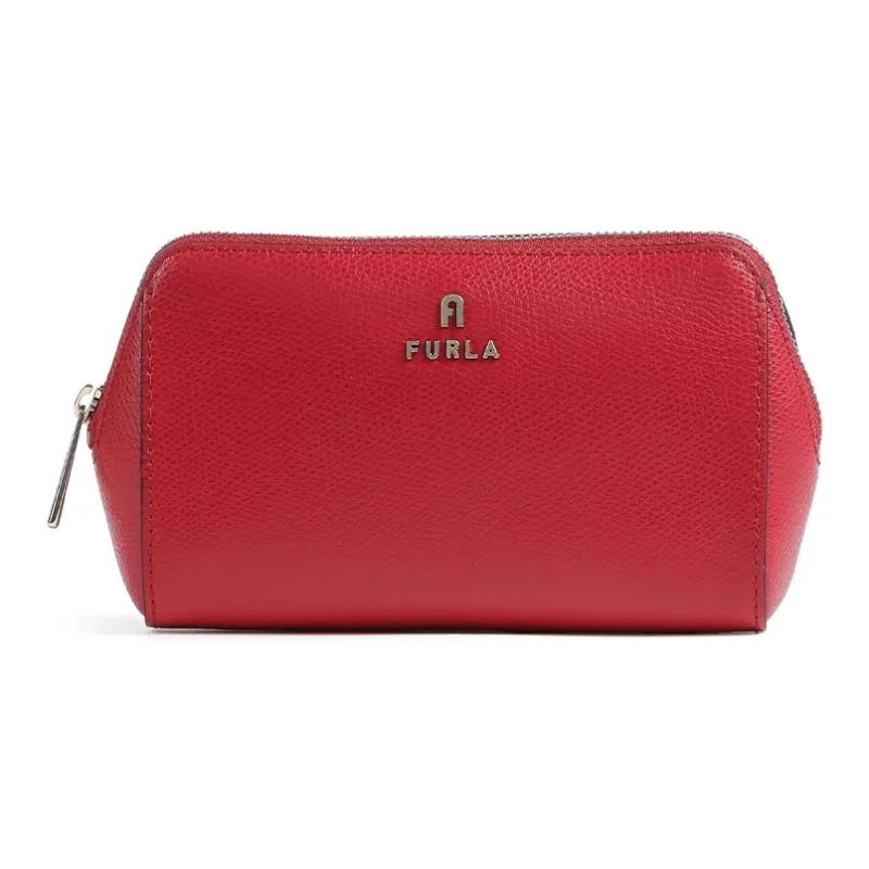 Furla Grain Leather Clutch Medium Size Women's Red-0