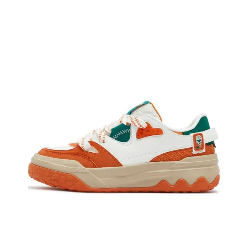 361° Shortbread Anti-Slip Wear-Resistant Low-Top Skateboard Shoes Women's White Orange Green