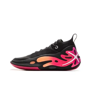 LiNing Wow11 Cushioning Anti Slip And Wear Resistant Lightweight Rebound Mid Top Basketball Shoes Men's Black Red