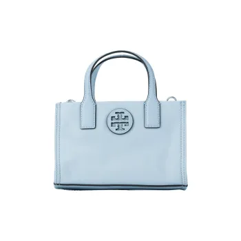 TORY BURCH Ella Satin Tote Bag Shopping Bag Shoulder Bag Crossbody Bag Handbag Mini Women's Light Blue Gray