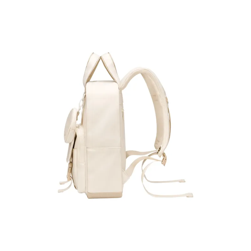 V.NINE Fabric Backpack Regular Unisex Creamy Apricot/Glutinous Rice Black-3
