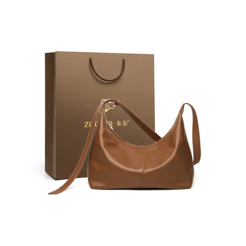 ZOOLER Top Grain Cow Leather Commute Practical Shoulder Bag Women's Black/Vintage Brown/Soft Apricot-7
