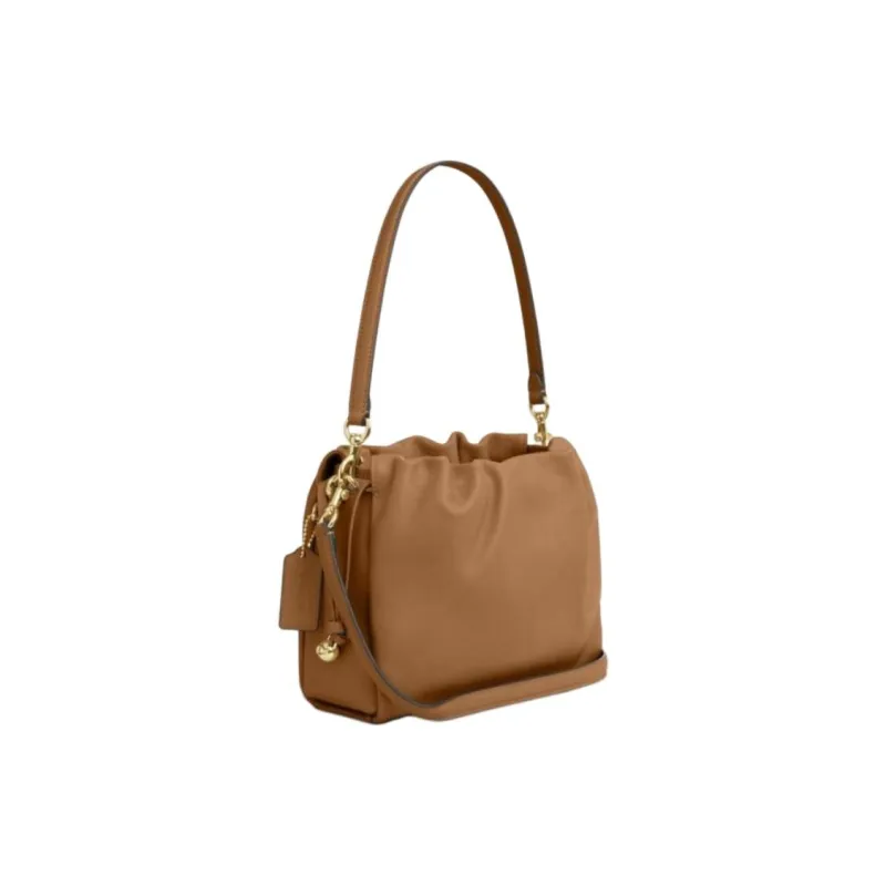 COACH Faye Cow Leather Shoulder Bag Trumpets Women's Honeys Brown-1