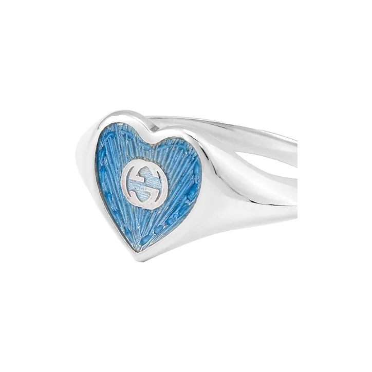 GUCCI Ring With Interlocking G Enamel Heart-2