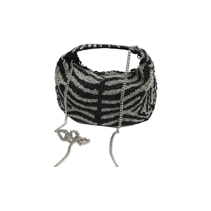 ZARA Polyester Shoulder Bag Crossbody Bag Handbag Mini Women's Black & Silver-3