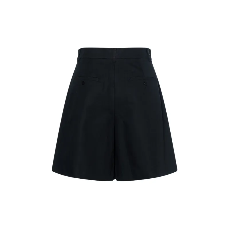 WEEKEND MaxMara Ecuba Collection Cotton And Linen Canvas Bermuda Shorts Casual Shorts Women's Black-1